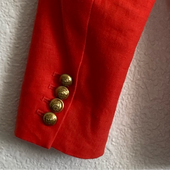 J. Crew Rhode Linen Red Gold Button Classic Blazer - Picture 6 of 13